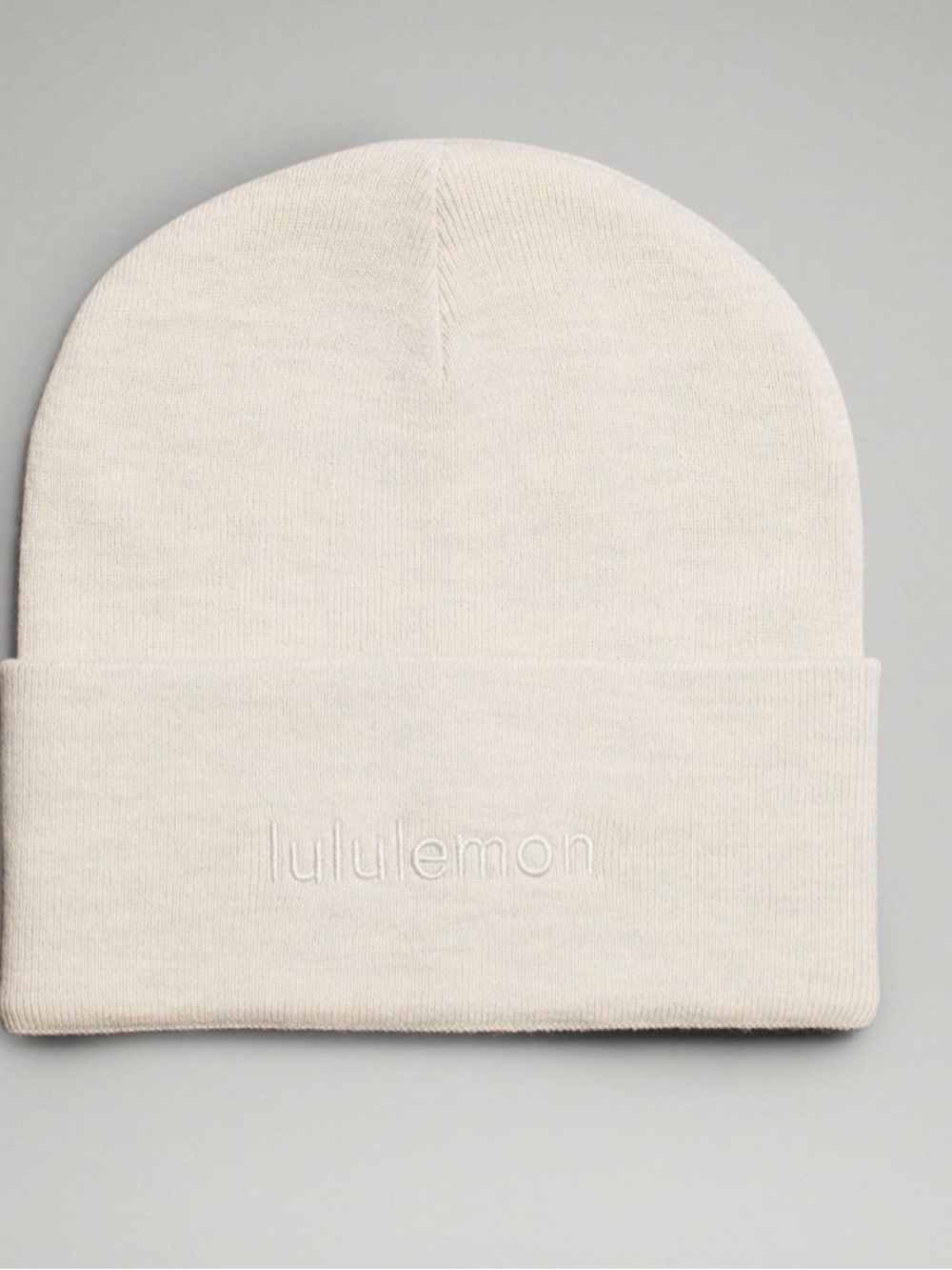 lululemon athletica Cream Embroidered Folded Cuff Beanie